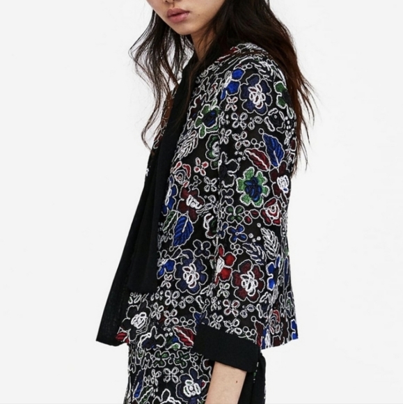 BNWT Zara Floral Embroidered Blazer - M - Picture 6 of 8